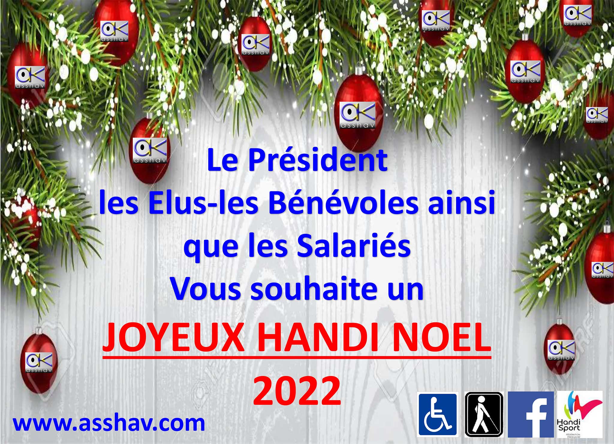 Le président, les élus, les bénévoles ainsi que les salariés vous souhaitent un joyeux handi Noël 2022